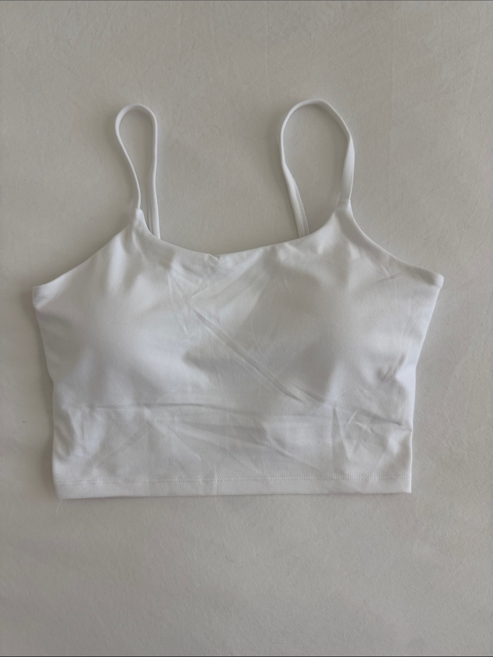 White Spaghetti Strap Padded Cropped Tank Top